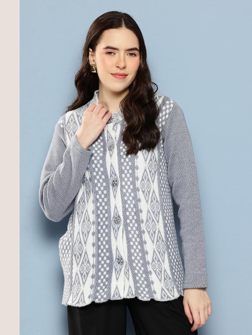 women self design long sleeve cardigan - 22033824 - Zoom Image - 0