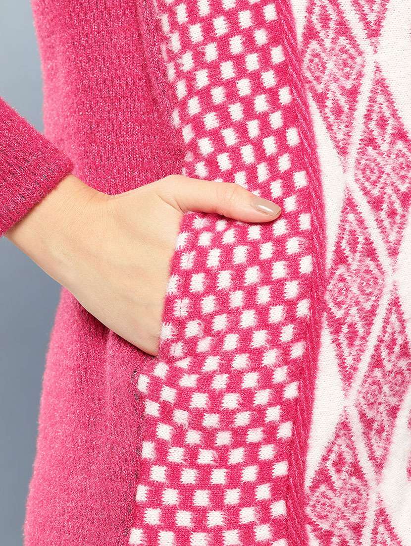 women self design long sleeve cardigan - 22033826 -  Standard Image - 3