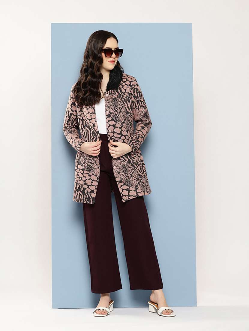 women self design long sleeve cardigan - 22033834 -  Standard Image - 3