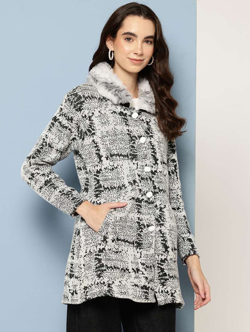 women self design long sleeve cardigan - 22033835 -  Zoom Image - 0