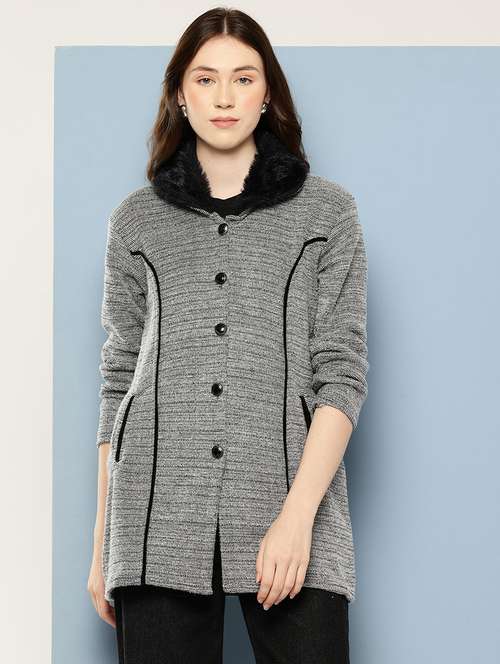 women solid long sleeve cardigan - 22033839 -  Standard Image - 0