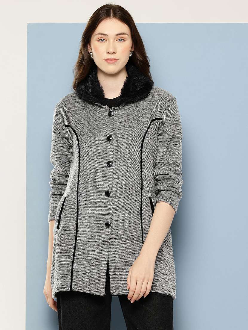 women solid long sleeve cardigan - 22033839 -  Zoom Image - 0