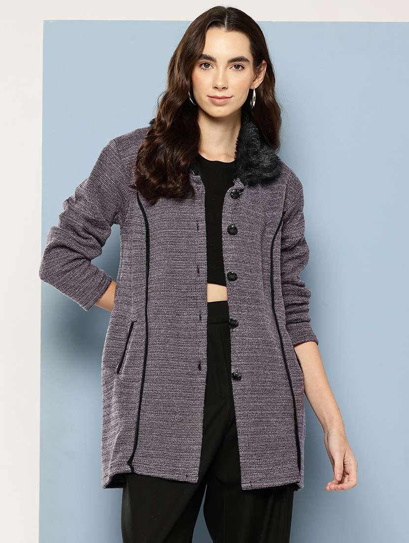 women solid long sleeve cardigan