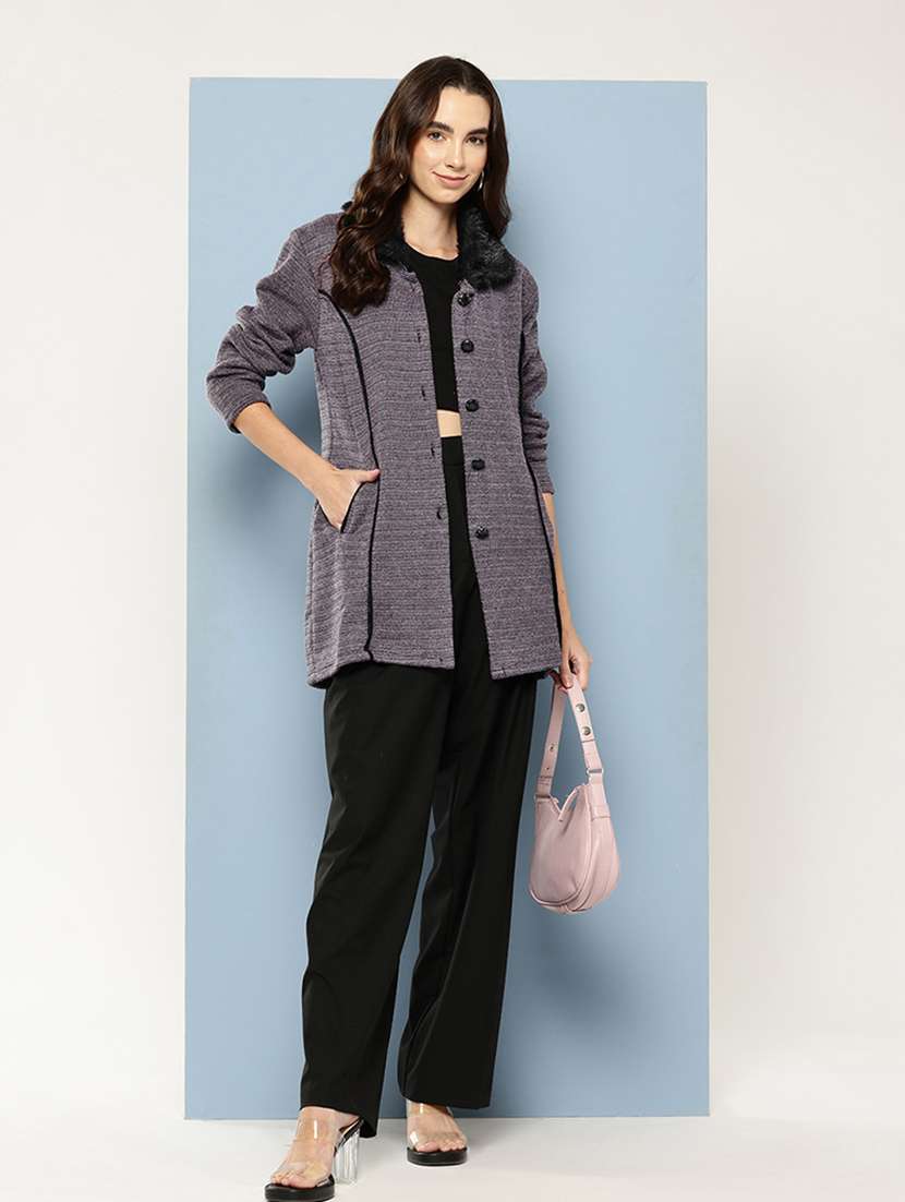 women solid long sleeve cardigan - 22033842 -  Standard Image - 3
