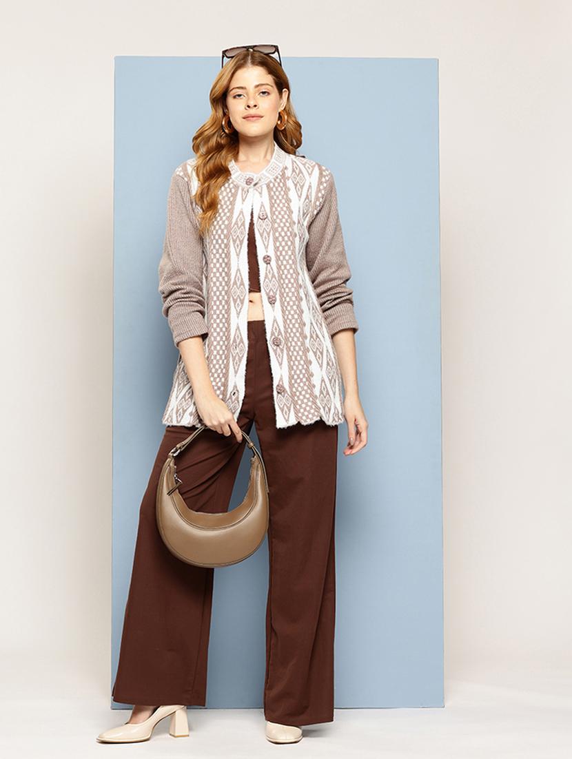 women self design long sleeve cardigan - 22033844 - Standard Image - 3