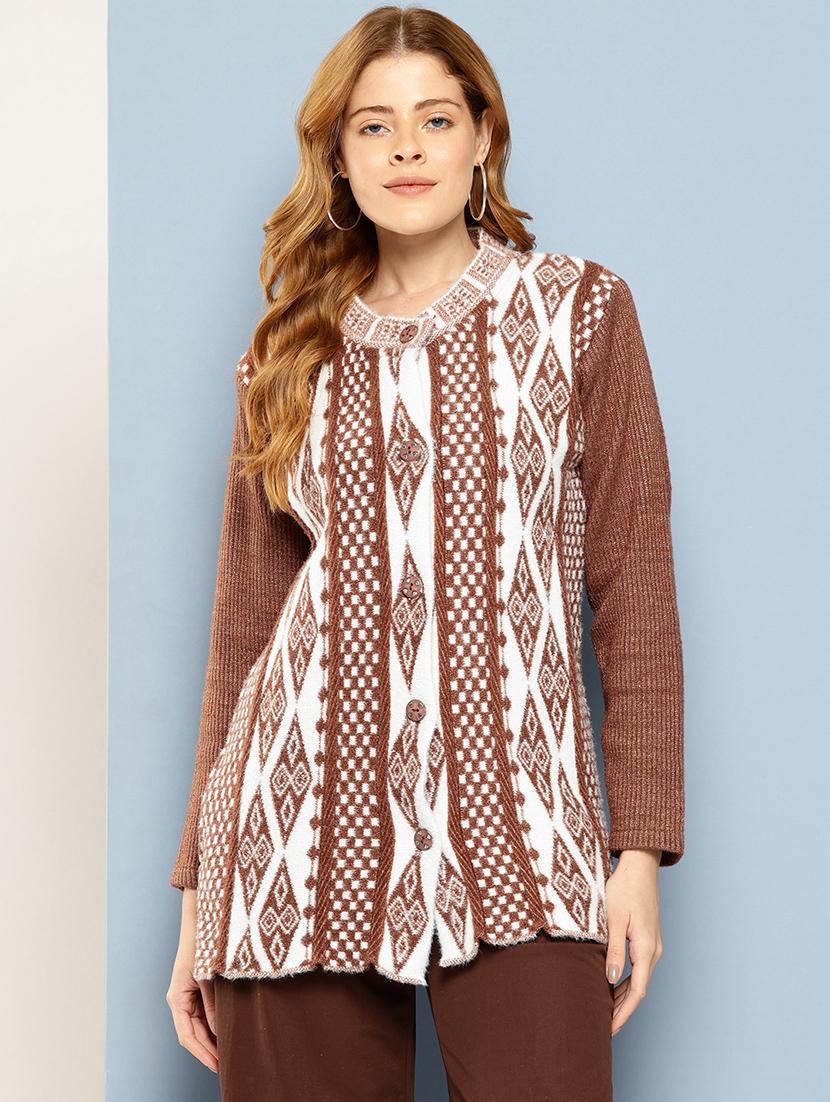 women self design long sleeve cardigan - 22033845 - Zoom Image - 0