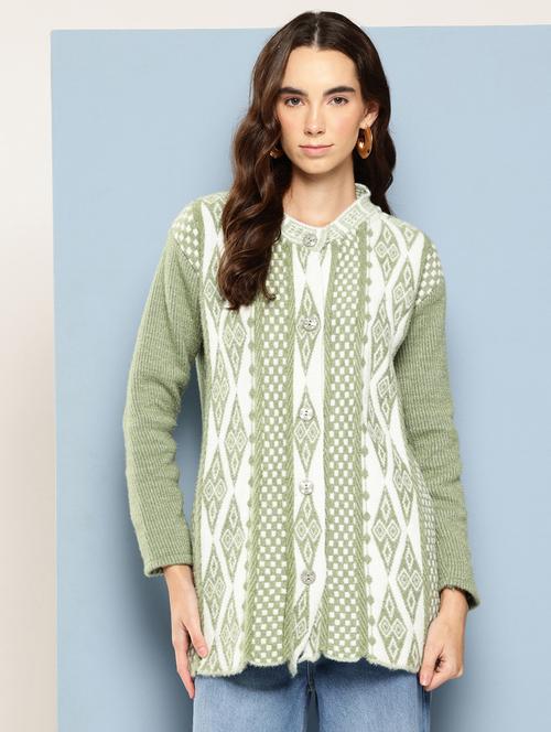 women self design long sleeve cardigan - 22033846 - Standard Image - 0