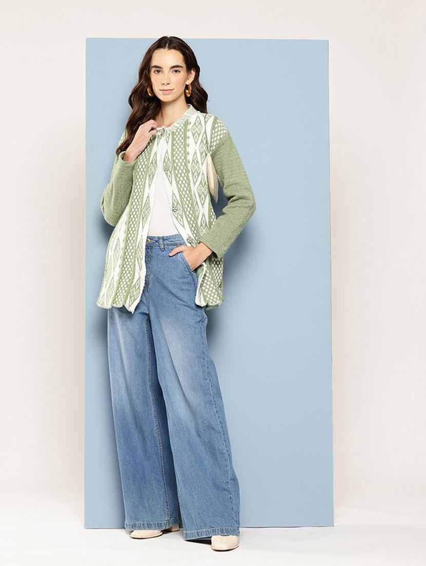 women self design long sleeve cardigan - 22033846 - Standard Image - 3