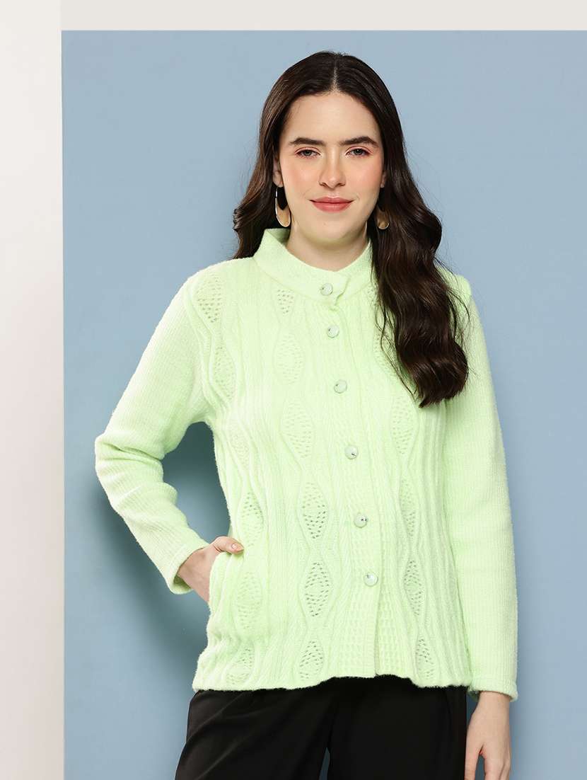 women self design long sleeve cardigan