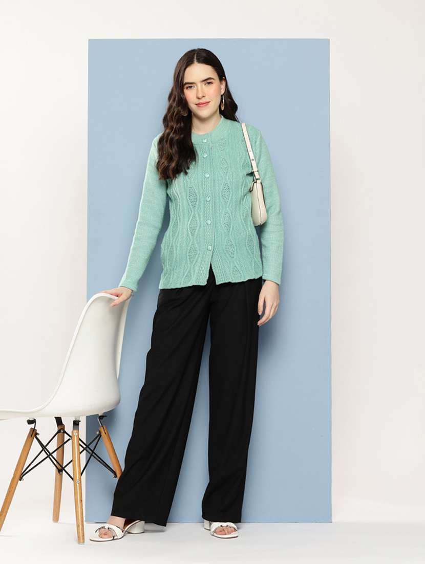 women self design long sleeve cardigan - 22033852 -  Standard Image - 3