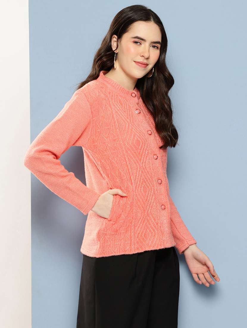 Women Self Design Long Sleeve Cardigan