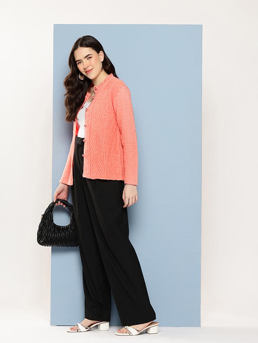 women self design long sleeve cardigan - 22033853 - Standard Image - 3
