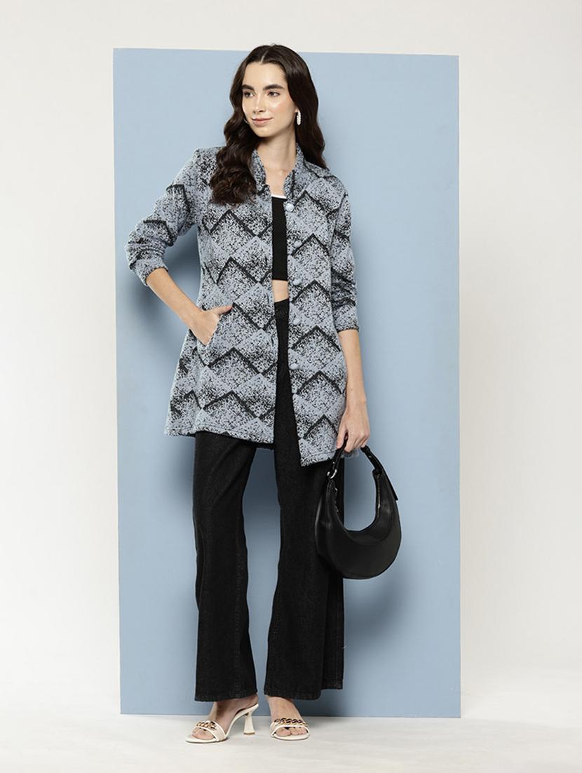 women self design long sleeve cardigan - 22033854 - Standard Image - 3