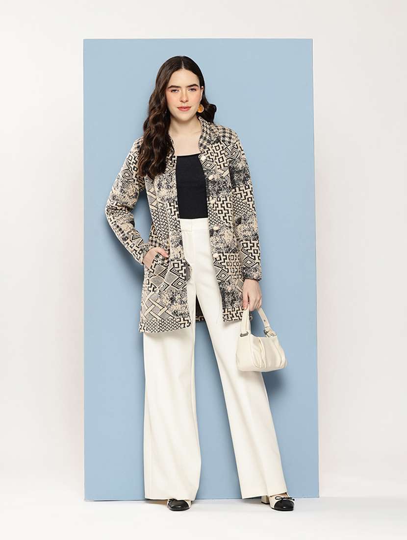 women self design long sleeve cardigan - 22033856 -  Standard Image - 3
