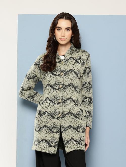 women self design long sleeve cardigan - 22033857 - Standard Image - 0