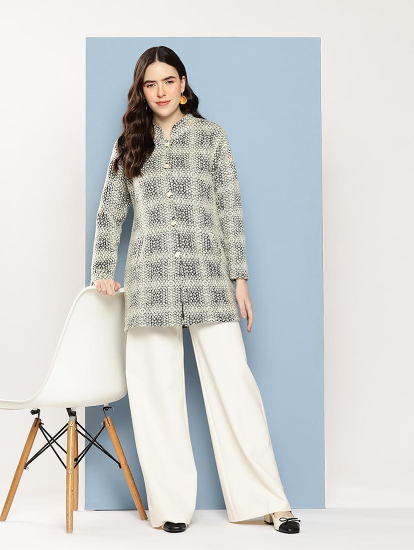 women self design long sleeve cardigan - 22033859 - Standard Image - 3