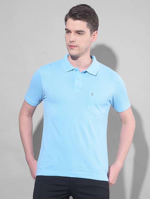 blue cotton plain tshirt - 22033890 -  Standard Image - 0