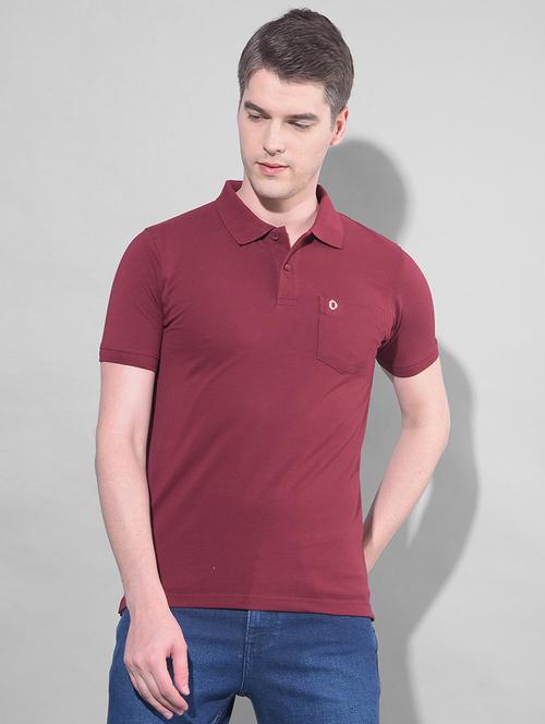 maroon cotton plain tshirt - 22033895 -  Standard Image - 0