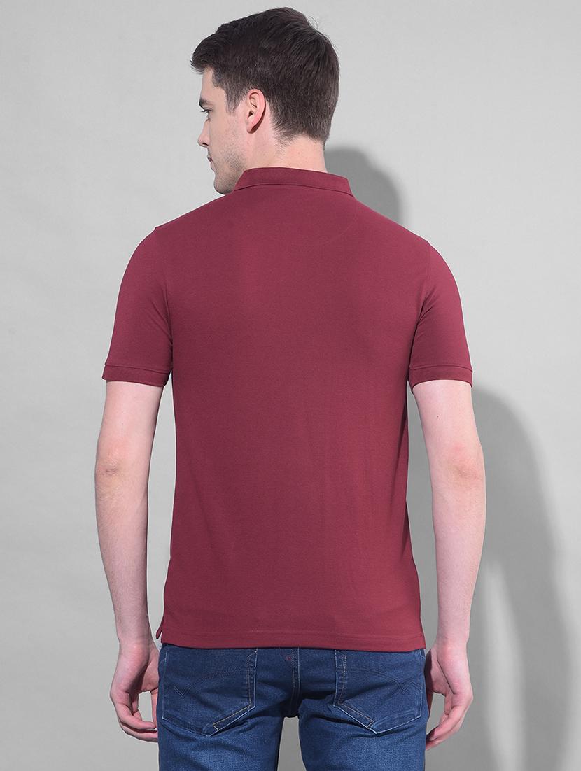 maroon cotton plain tshirt - 22033895 - Standard Image - 3