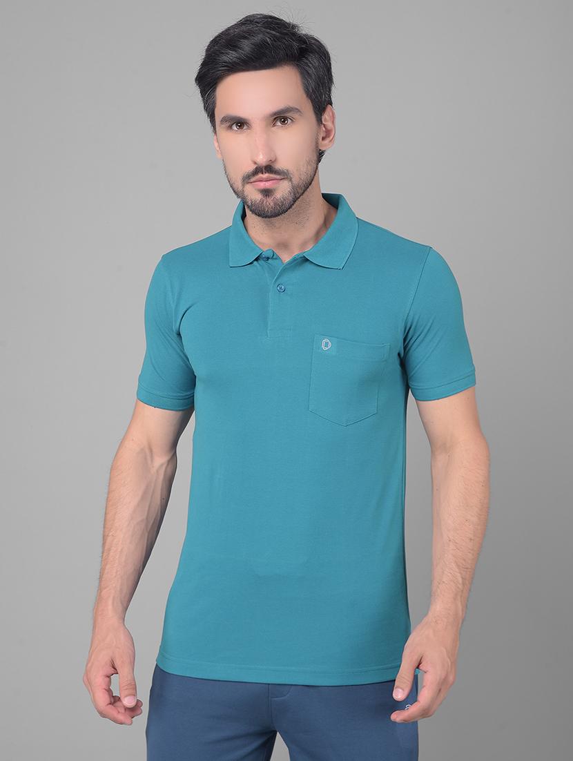 blue cotton plain tshirt - 22033900 -  Zoom Image - 0