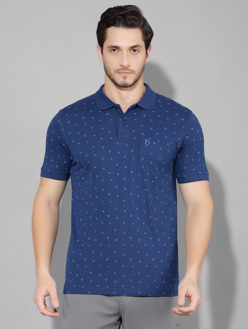 blue cotton front print tshirt