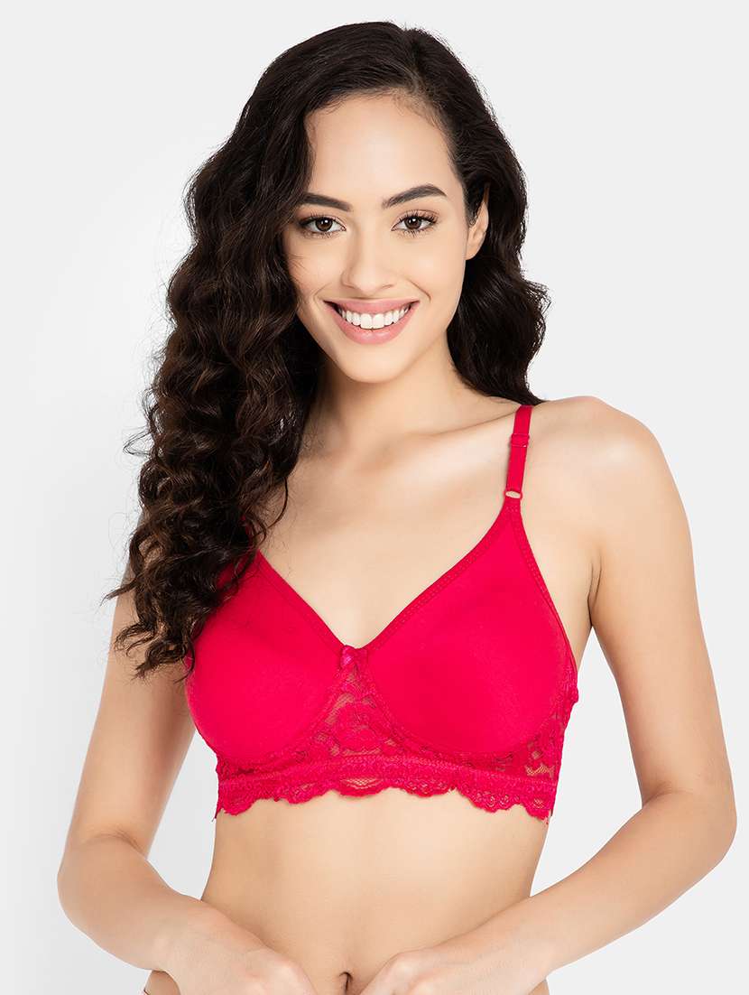 women solid lightly padded lace t-shirt bra