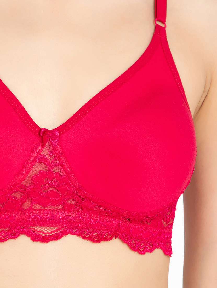 women solid lightly padded lace t-shirt bra - 22033909 -  Standard Image - 5
