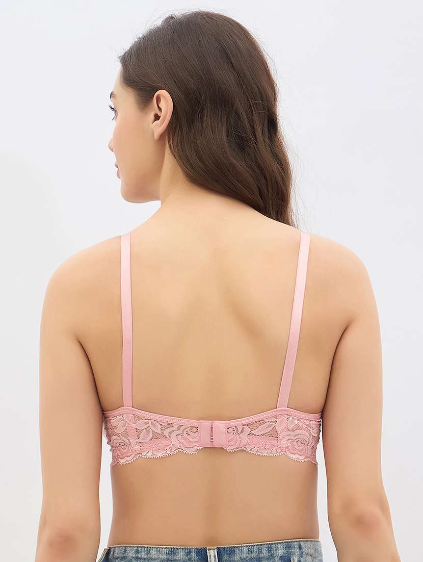 women solid lightly padded lace t-shirt bra - 22033910 -  Standard Image - 3