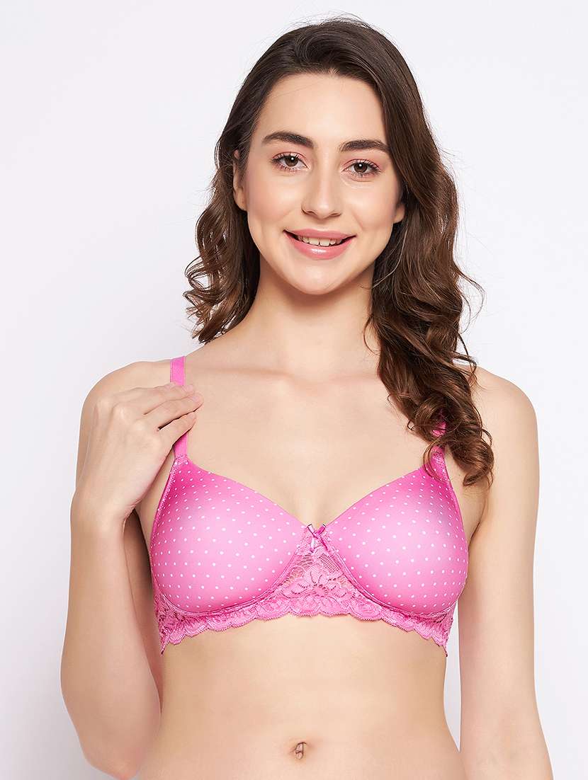women polka doted non wired t-shirt bra