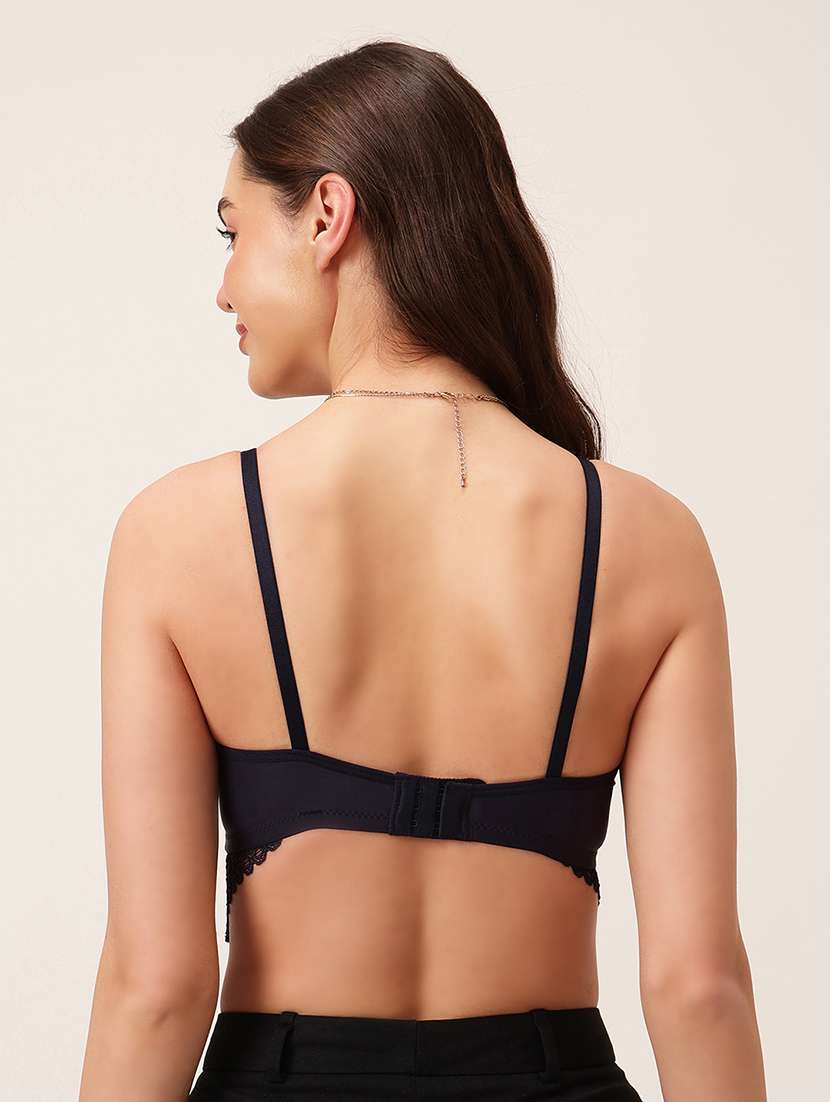 women black solid laced bralette - 22033922 - Standard Image - 3
