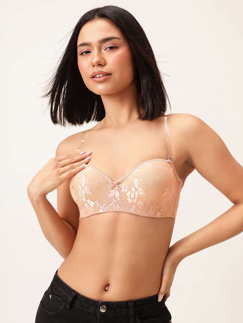 women printed under wired balconette bra