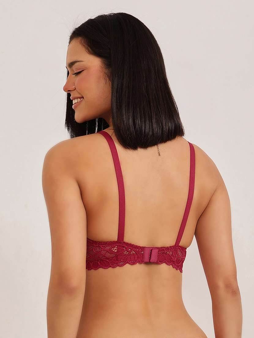 Women Solid Non Wired Lace T-shirt Bra - 22033937 -  Standard Image - 3
