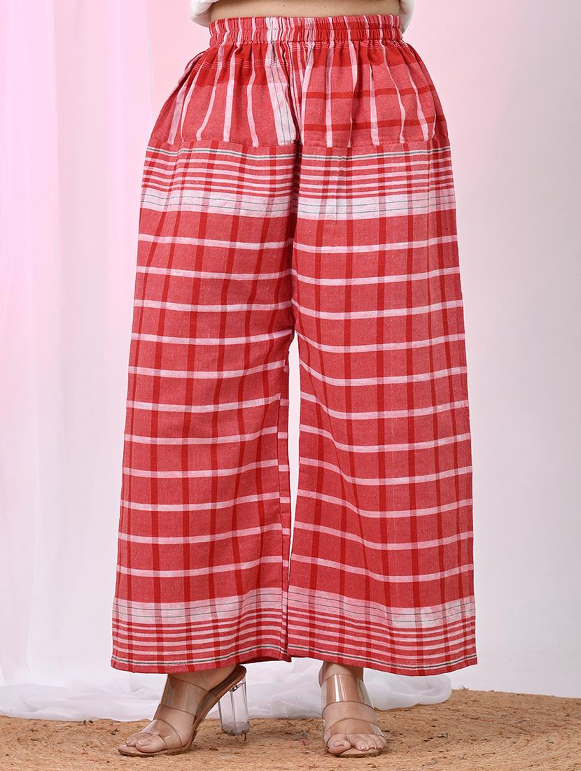 women checkered three quarter sleeve kurta palazzo set - 22033976 - Standard Image - 5
