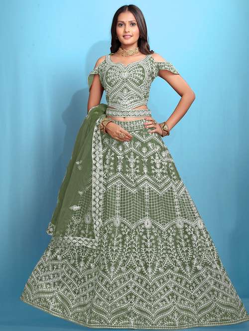 women embroidered fared lehenga and choli set - 22034003 - Standard Image - 0