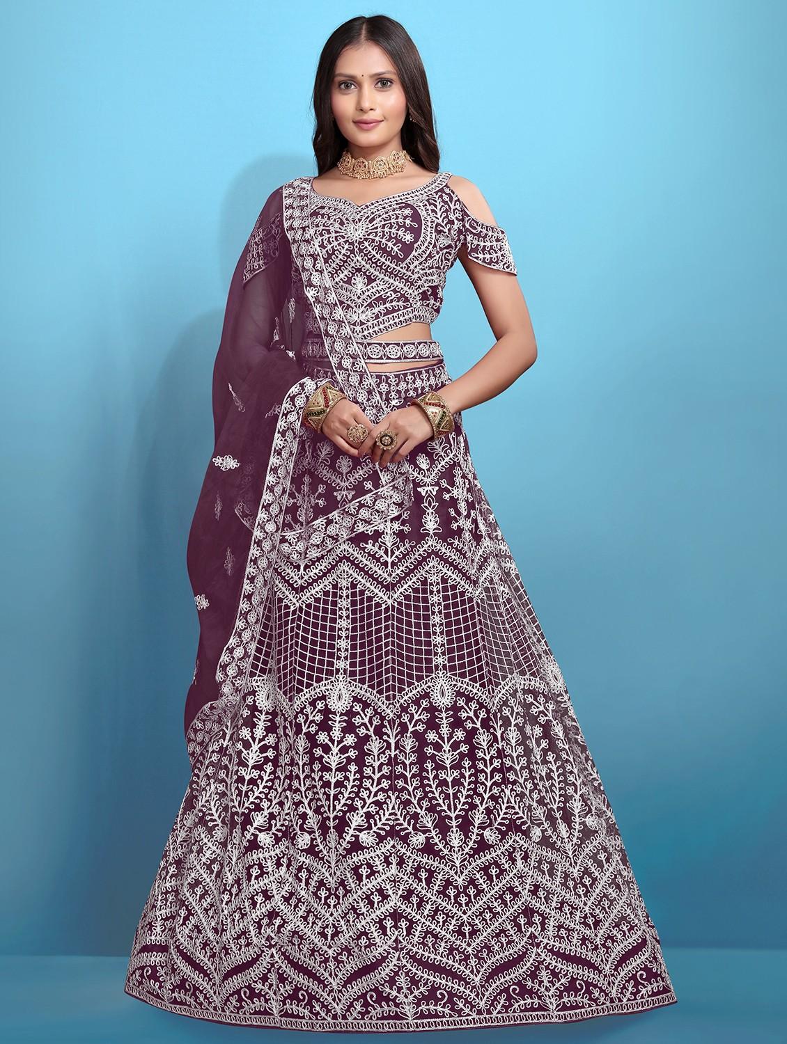 women embroidered fared lehenga and choli set - 22034004 - Zoom Image - 0