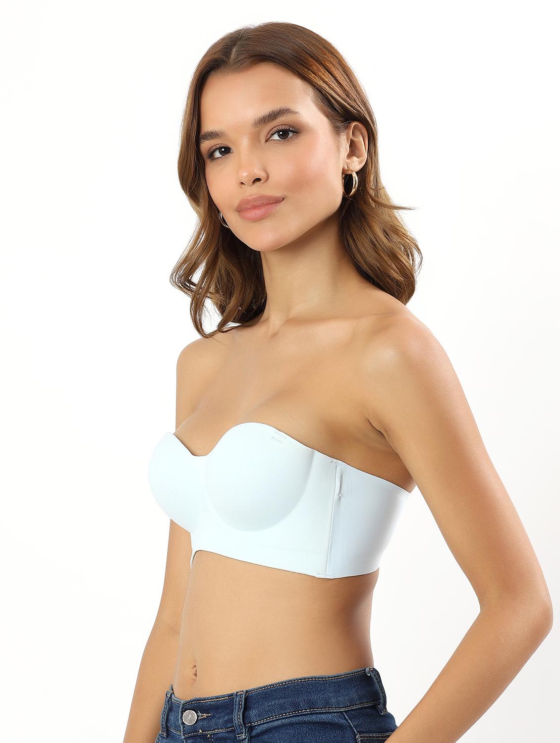 women solid non wired tube bra - 22034456 - Standard Image - 3