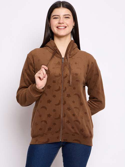 women printed long sleeve hooded sweatshirt - 22034460 - Standard Image - 0