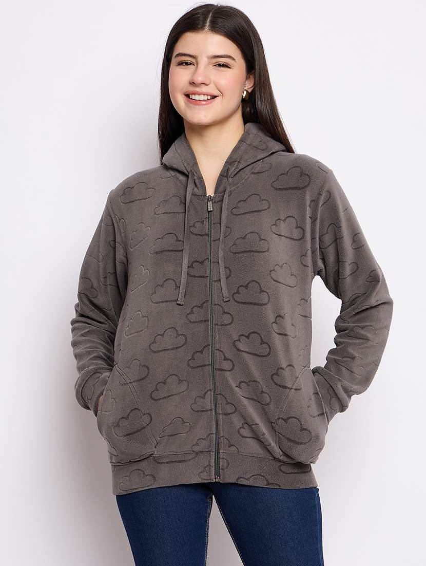 women printed long sleeve hooded sweatshirt - 22034461 - Zoom Image - 0