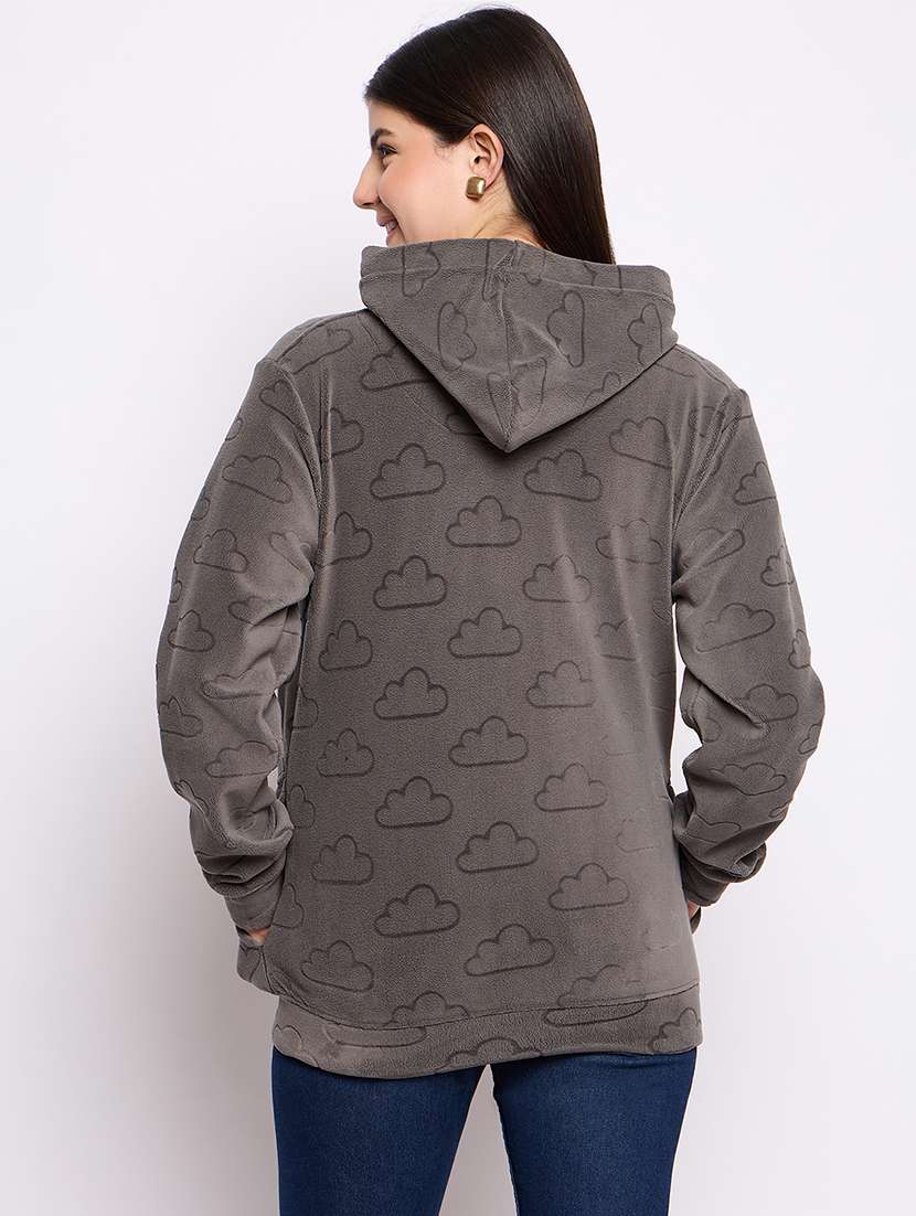 women printed long sleeve hooded sweatshirt - 22034461 - Standard Image - 3