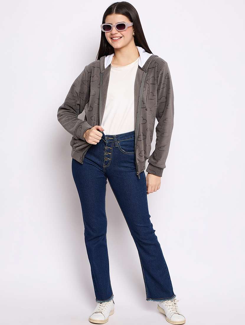 women printed long sleeve hooded sweatshirt - 22034461 - Standard Image - 5
