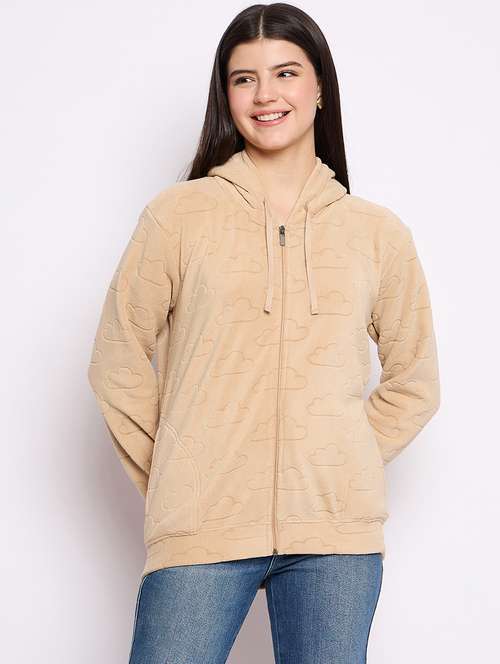 women printed long sleeve hooded sweatshirt - 22034463 - Standard Image - 0