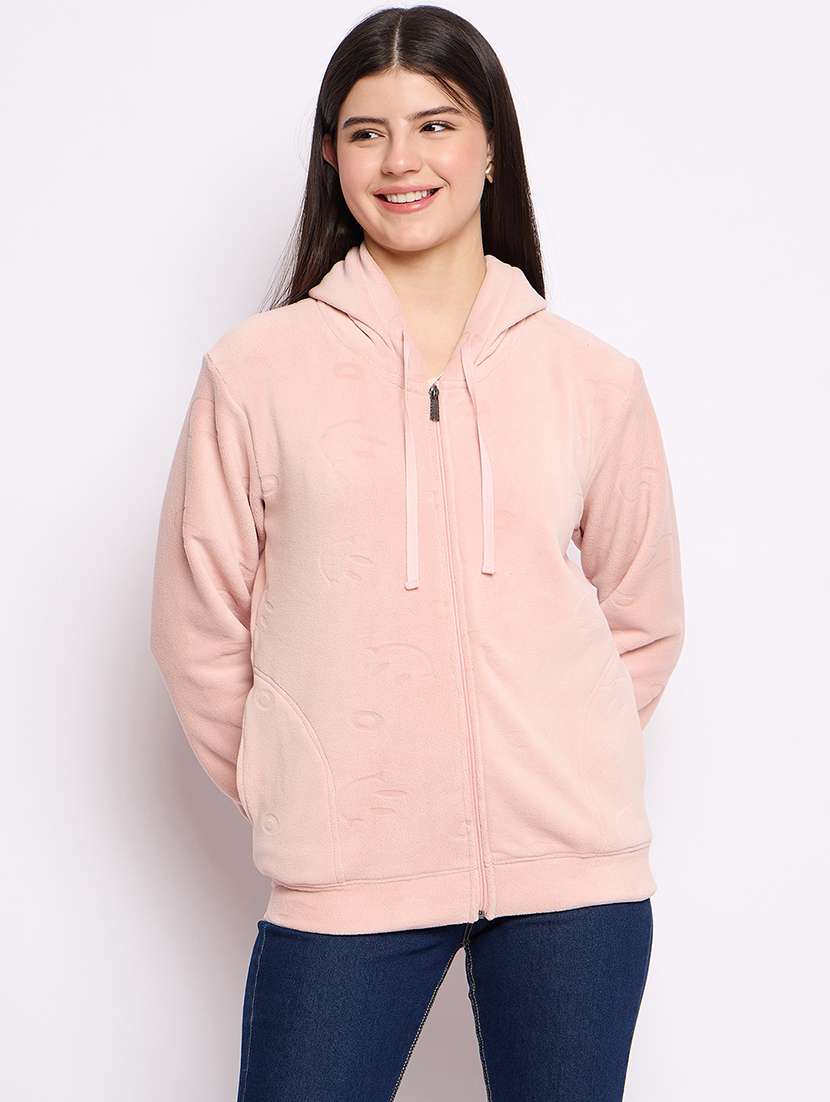 women solid long sleeve hooded sweatshirt - 22034464 -  Zoom Image - 0