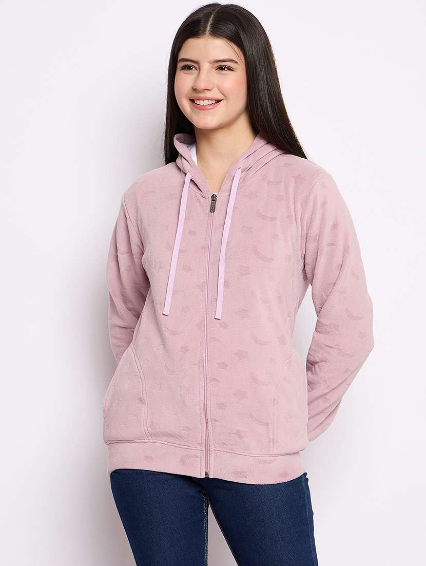 women printed long sleeve hooded sweatshirt