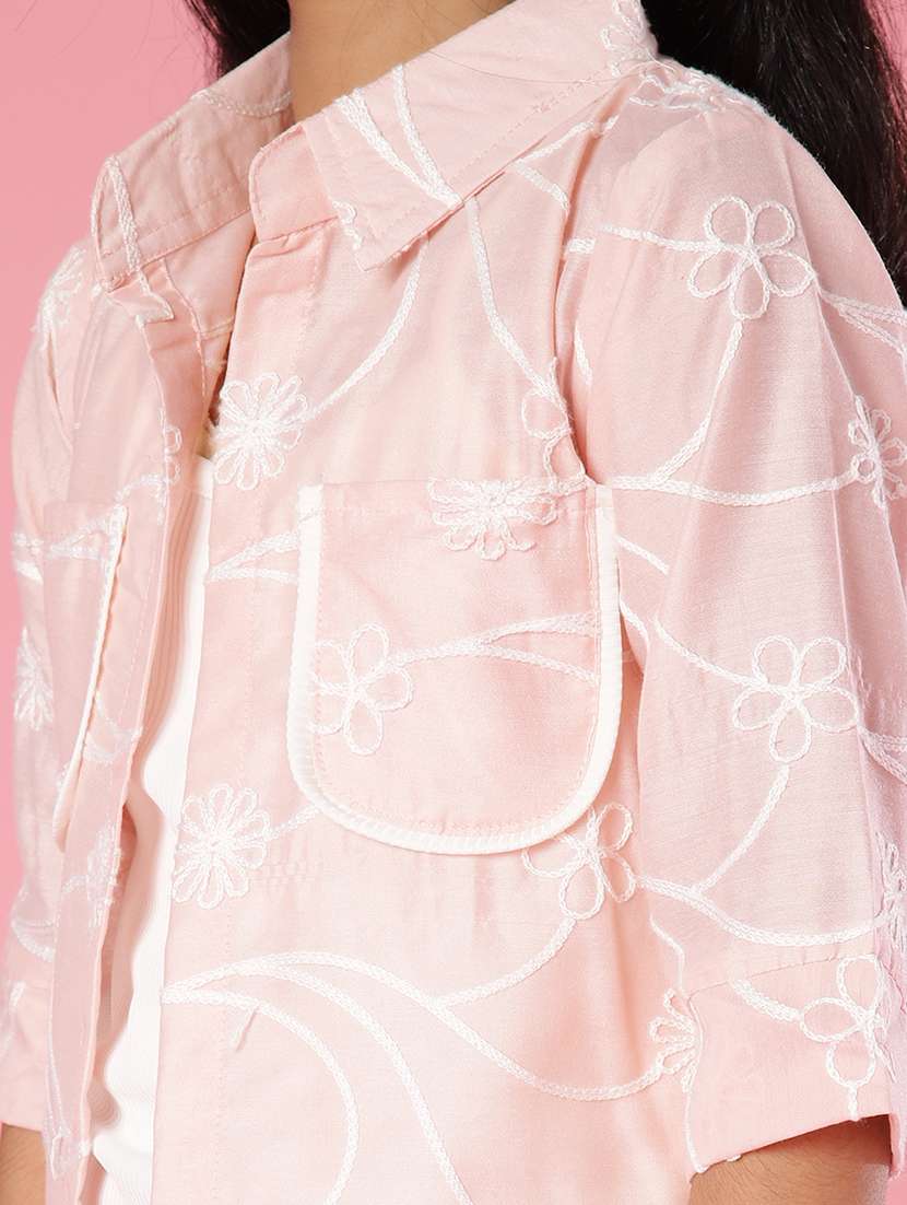 girls pink embroidered collared shirt - 22034537 -  Standard Image - 5