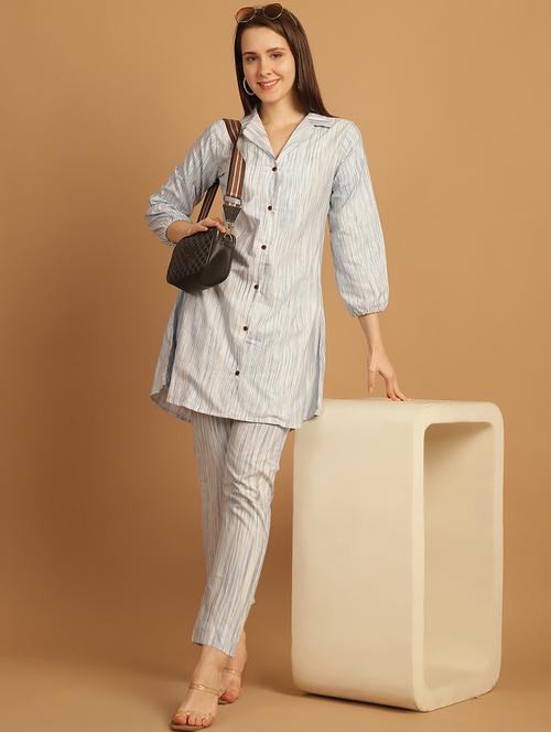 women printed shirt and trouser co-ord set - 22034571 - Standard Image - 0