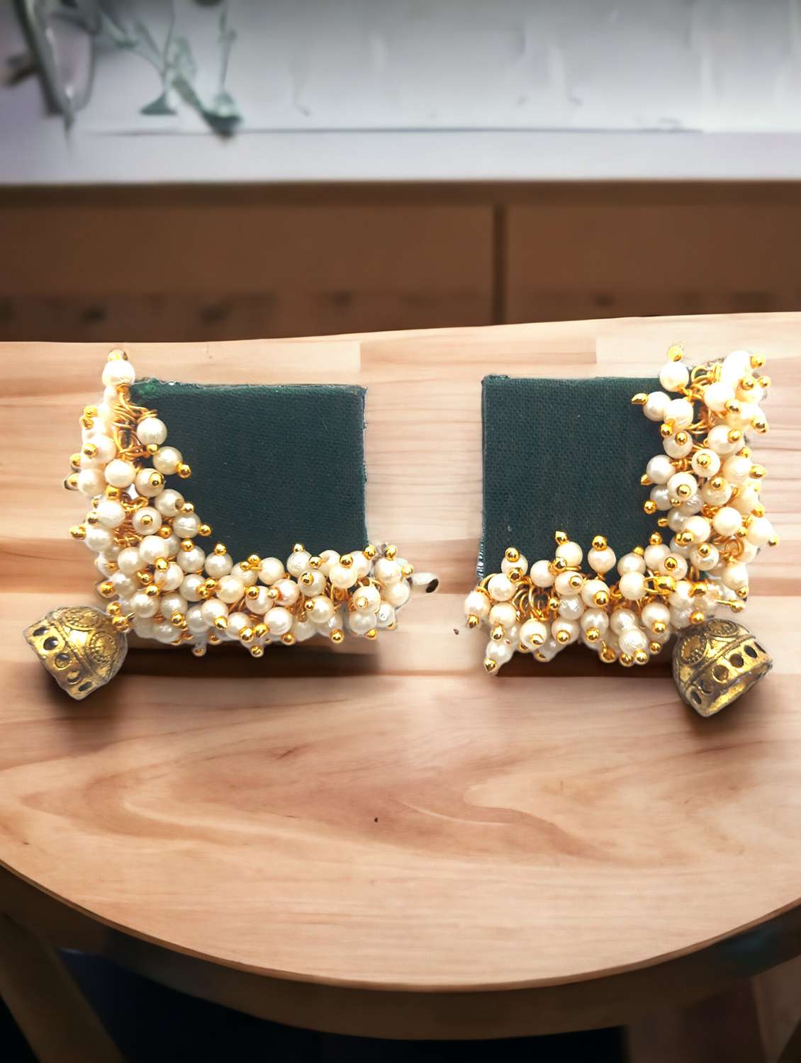 women beaded square drop earrings