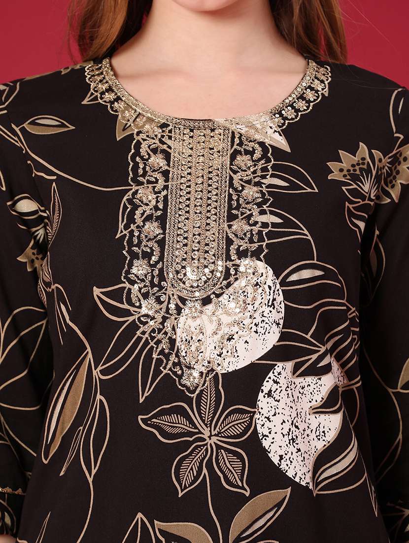 women printed three quarter sleeve straight kurta - 22034746 -  Standard Image - 5