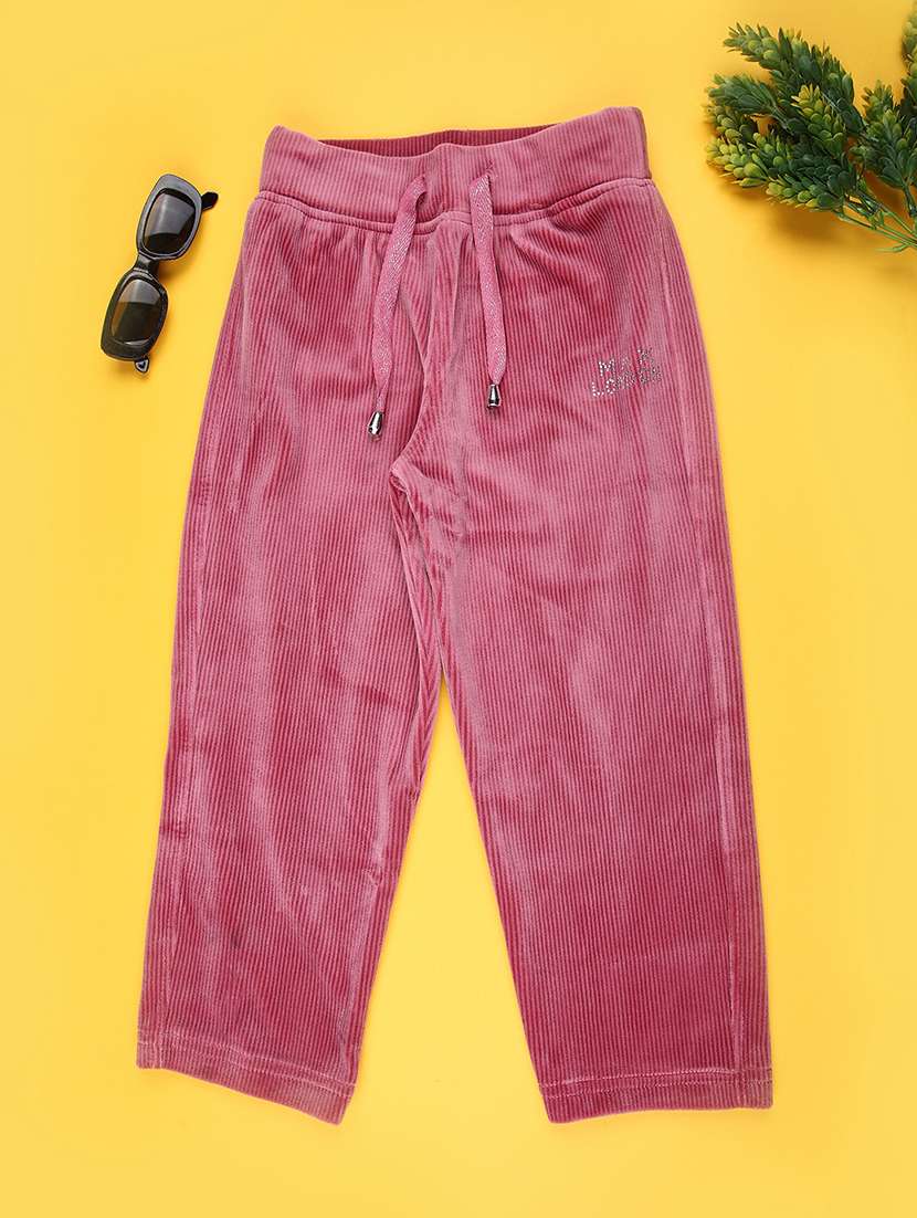 girls solid mid rise lounge wear pyjama