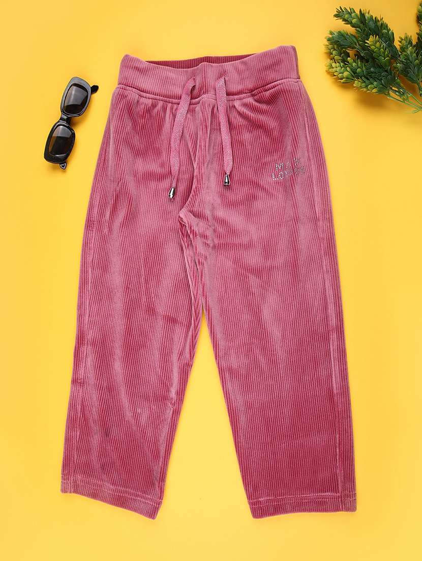 girls solid mid rise lounge wear pyjama