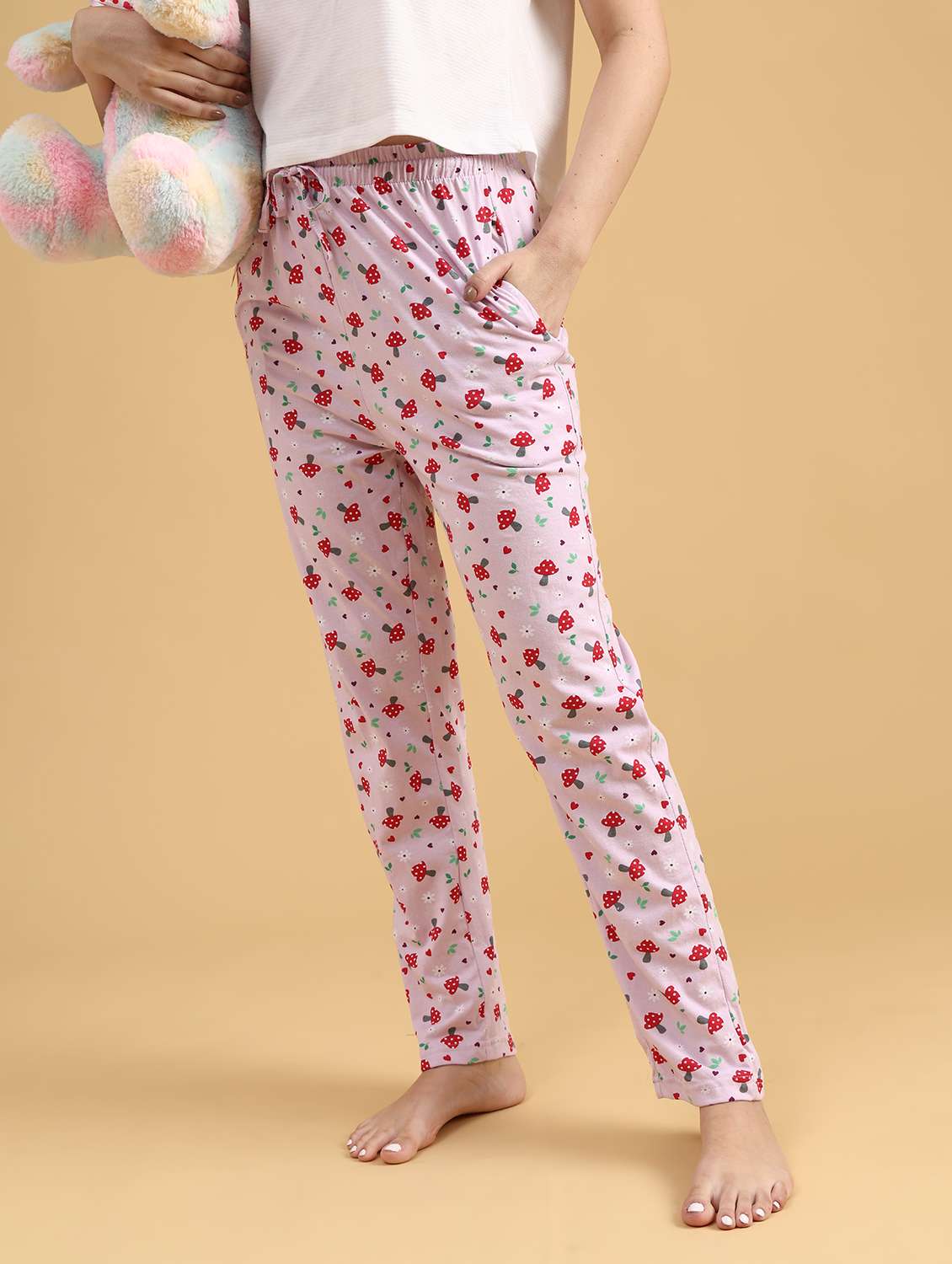women printed mid rise lounge wear pajama
